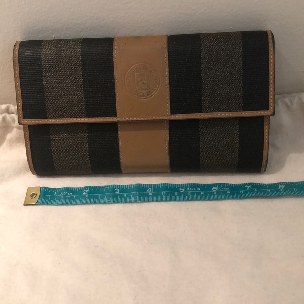 FENDI striped fold over wallet
